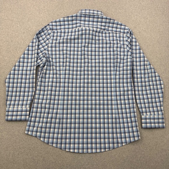 Mizzen+Main Leeward Dress Shirt Mens XXL Blue Gingham Check Trim Fit Stretch - Picture 5 of 11